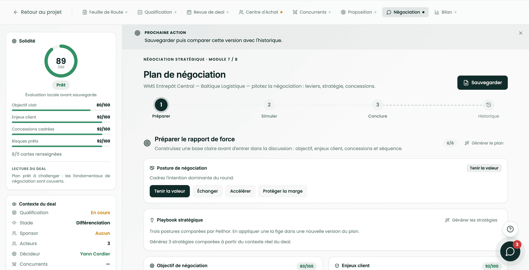 Peithor Pilot : plan de négociation du Coach, rapport de force et solidité de la position